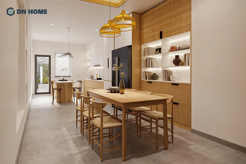 Phòng ăn nhà cấp 4 được thiết kế hướng đến sự đơn giản, tiện nghi và tối ưu không gian
