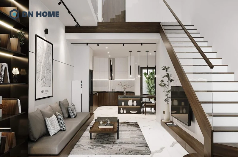 Không gian liên thông phòng khách và bếp cần được bố trí hợp lý để thuận tiện cho sinh hoạt hằng ngày