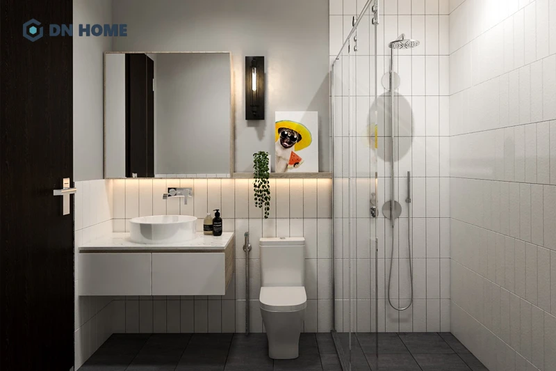 Đường nét tinh gọn là đặc trưng thiết kế phòng tắm nhỏ phong cách hiện đại