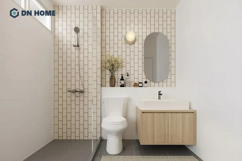 Phong cách Vintage mang đến cảm giác thoải mái, dễ chịu cho phòng tắm 4m2