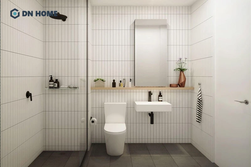 Gam màu trắng được sử dụng phổ biến trong không gian phòng tắm 4m2