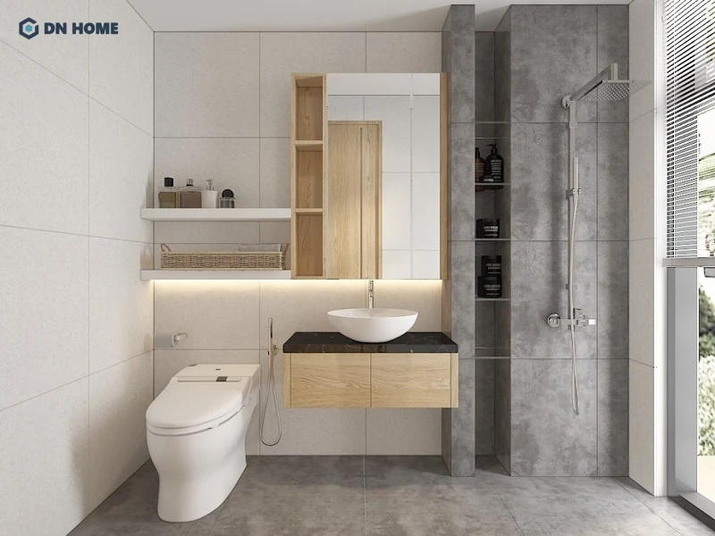 Mẫu phòng tắm nhỏ 2m2 với gam màu trắng làm chủ đạo là lựa chọn lý tưởng giúp không gian trông rộng rãi hơn