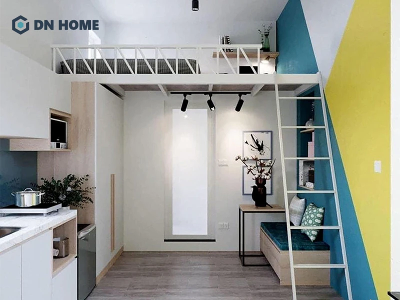 Nên thiết kế các ô lưu trữ đồ đạc âm tường để tăng thêm diện tishc sử dụng cho phòng trọ 12m2 gác lửng