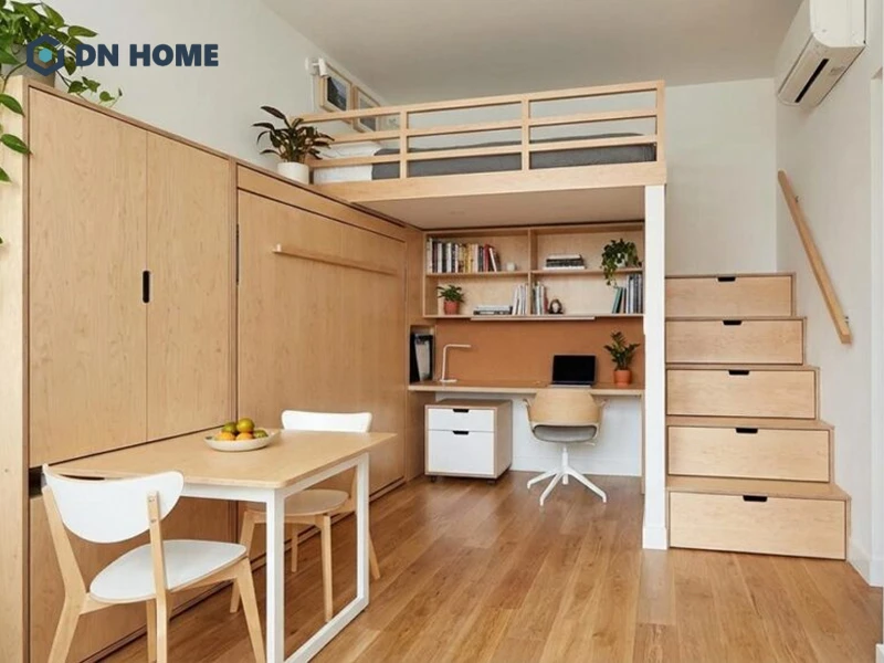 Phòng trọ gác lửng 12m2 thiết kế theo phong cách Hàn Quốc thường sử dụng gam màu trắng làm chủ đạo