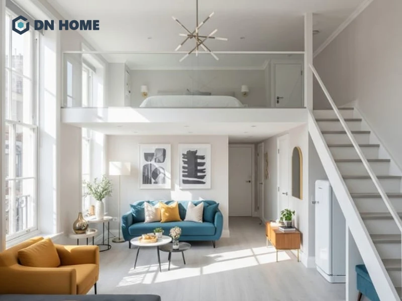 Phong cách thiết kế tối giản giúp không gian phòng trọ 12m2 có gác lửng trông rộng rãi và thoáng đãng hơn