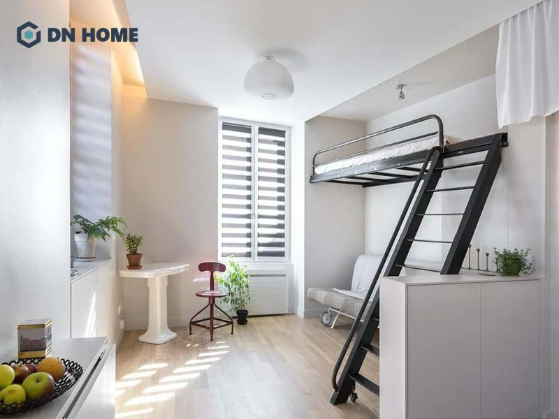 Nên ưu tiên sử dụng những gam màu sáng để tạo cảm giác phòng trọ gác lửng 12m2 rộng rãi, thoải mái hơn