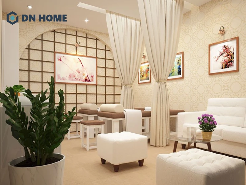 Không gian spa sử dụng rèm ngăn để đảm bảo sự riêng tư cần thiết