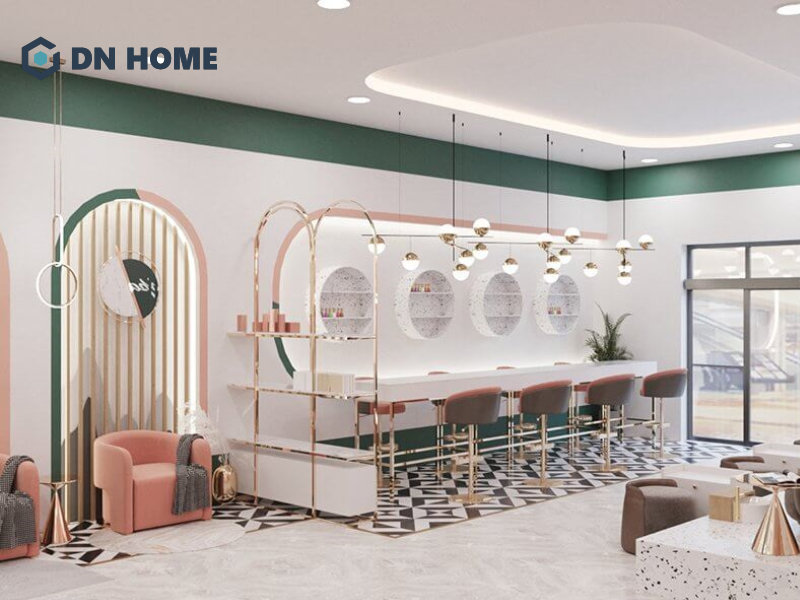 Thiết kế spa sử dụng tông màu sáng tạo cảm giác sạch sẽ và chuyên nghiệp