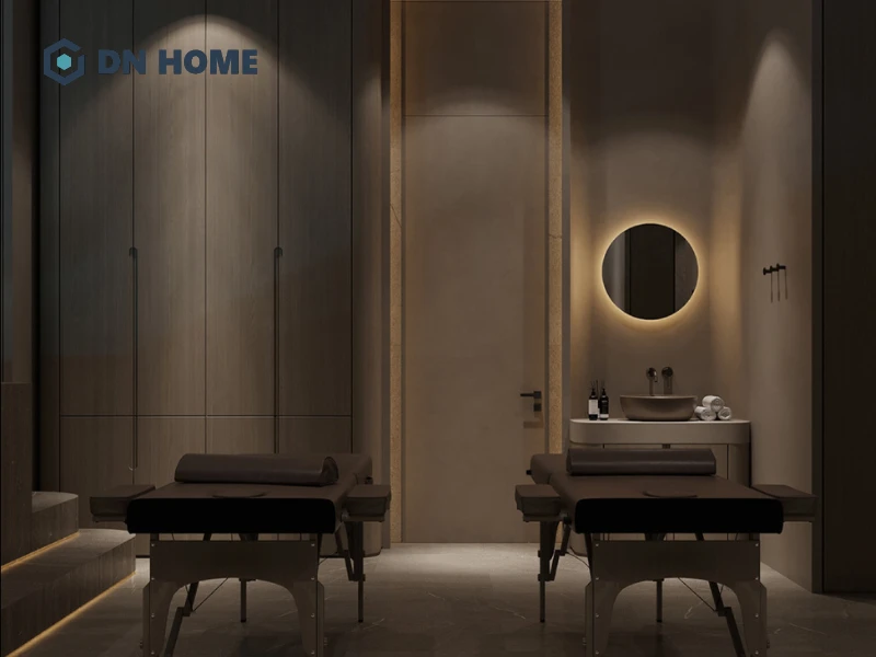 Thiết kế spa giữ tỷ lệ hài hòa giúp không gian nhỏ vẫn tinh tế và không bị quá tải chi tiết