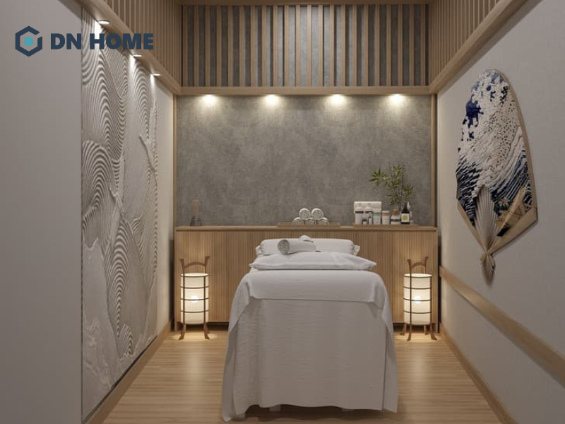 Giường dịch vụ được đặt trung tâm giúp không gian trở nên thoáng hơn