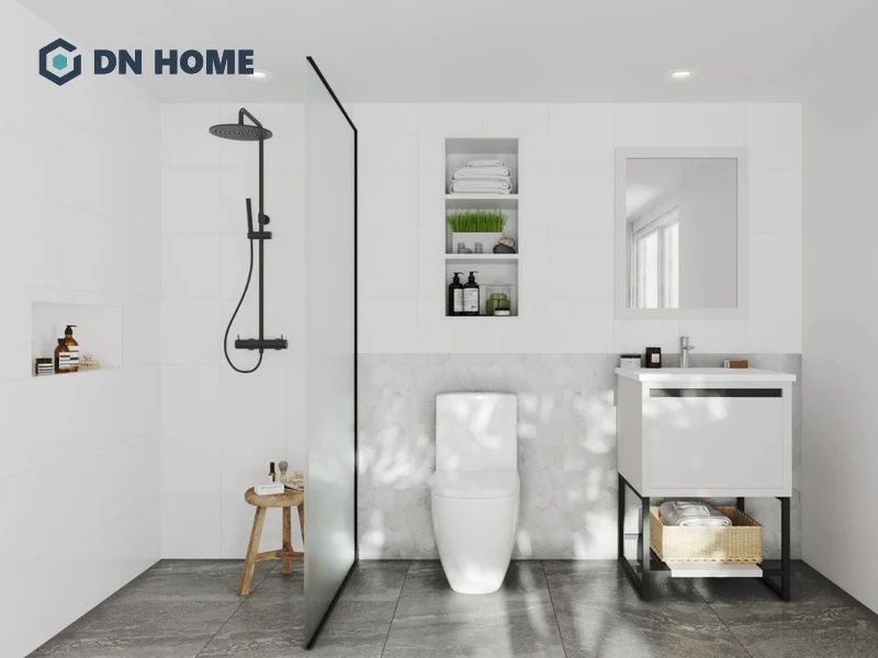 Thiết bị nhà tắm và nhà vệ sinh được bố trí đầy đủ, tiện nghi