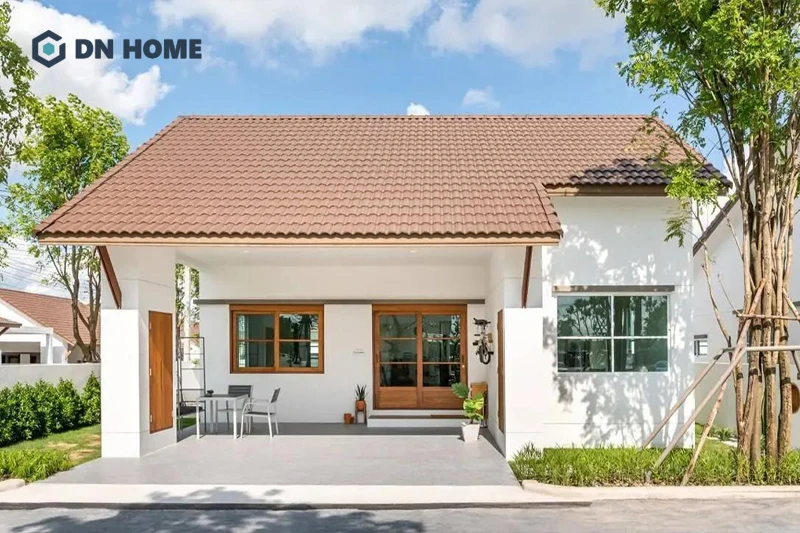 Thiết kế nhà cấp 4 chữ L 2 phòng ngủ