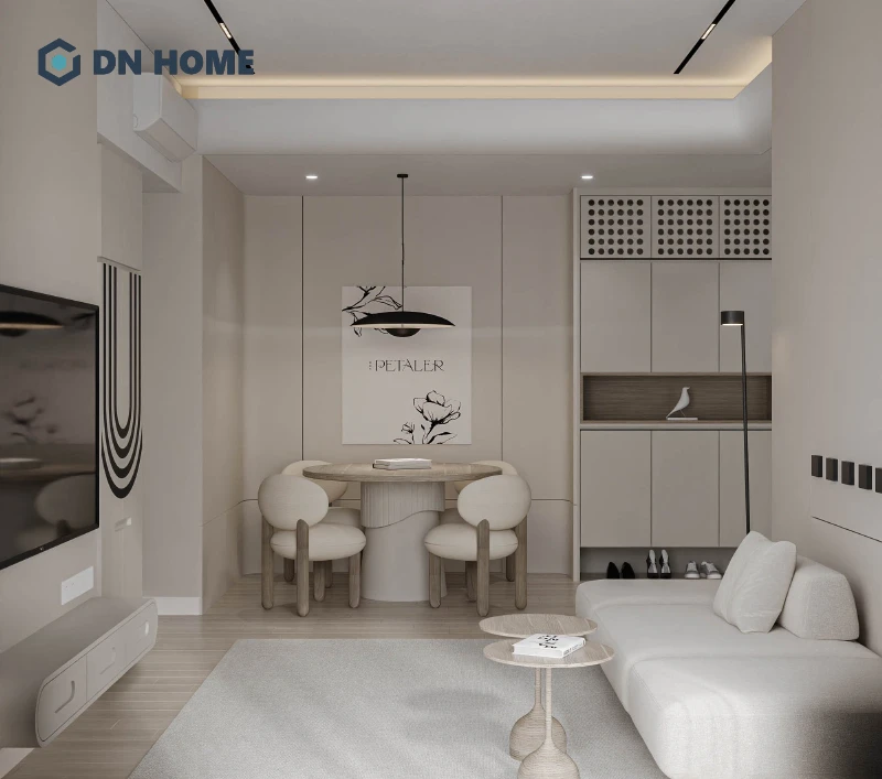 Với những không gian nhỏ như căn hộ chung cư, tranh ảnh đường line đơn giản sẽ giúp không gian thoáng hơn