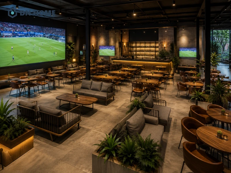 Không gian quán cafe rộng rãi thoáng