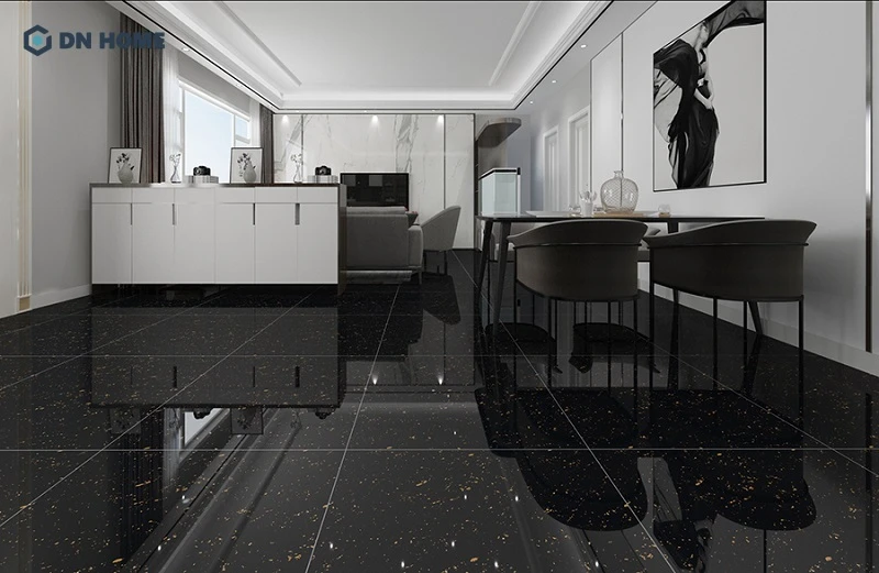 Gạch lát nền 80x80 màu đen đem đến cho không gian vẻ đẹp sang trọng, bí ẩn, đầy cá tính
