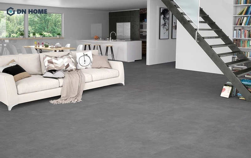 Gạch lát nền 80x80 hiệu ứng xi măng góp phần tạo nên không gian sống cá tính, độc đáo
