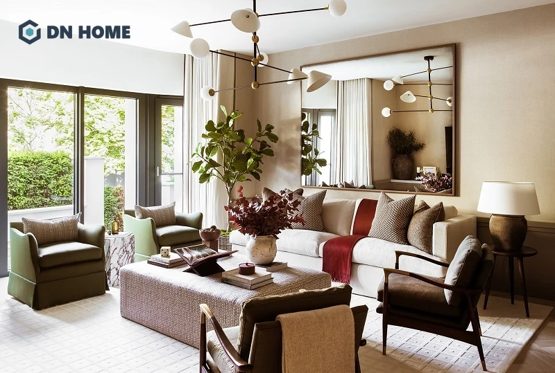 Khi kết hợp cùng đèn chùm, sofa cao cấp,... tổng thể căn phòng sẽ toát lên vẻ đẹp hiện đại và đẳng cấp