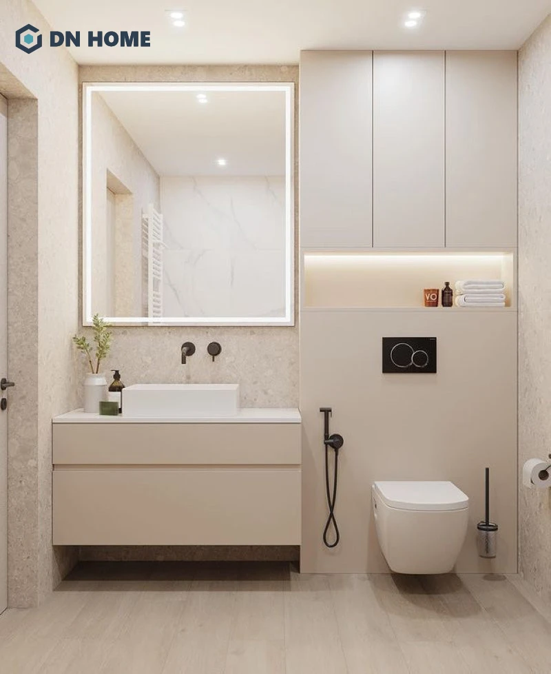 Ưu tiên sử dụng đồ nội thất đa năng để tối ưu diện tích nhà vệ sinh nhỏ