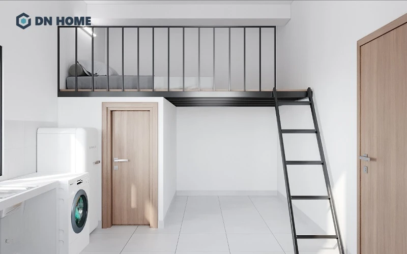 Mẫu nhà trọ cho thuê dạng phòng có gác xép giúp tăng diện tích sử dụng lên đáng kể