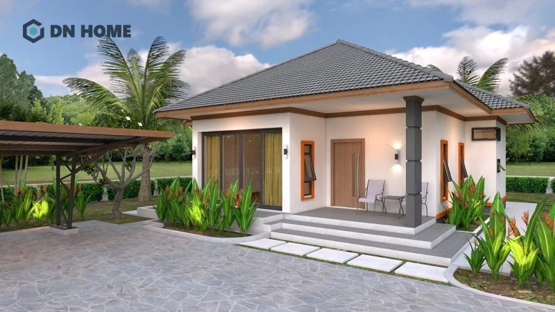 Hệ mái dốc vừa giúp thoát nước nhanh, vừa đẹp lại vẻ đẹp cao ráo cho mặt tiền ngôi nhà