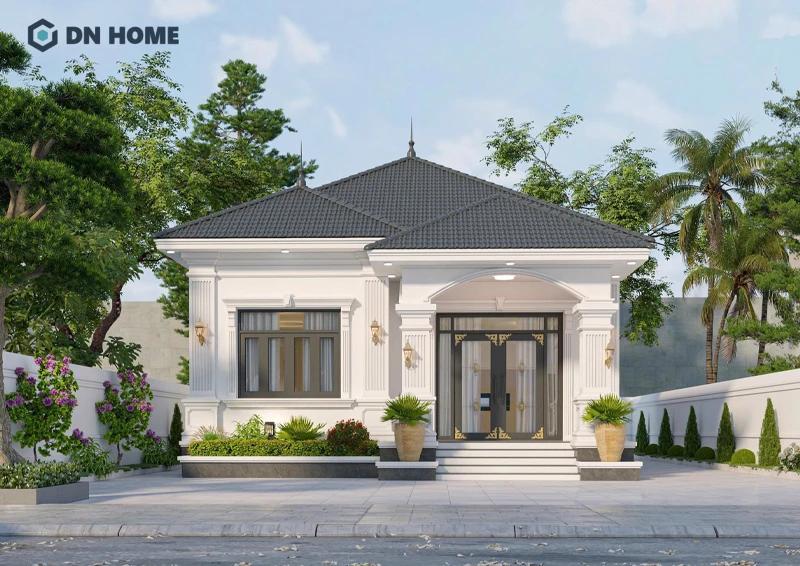 Nhà 1 tầng mái Nhật cực kỳ phù hợp với phong cách tân cổ điển, mang vẻ đẹp sang trọng và tinh tế
