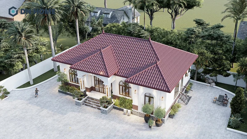 Độ dốc của mái Nhật không quá lớn, đủ để thoát nước nhưng vẫn đảm bảo sự cân đối cho cấu trúc nhà 1 tầng