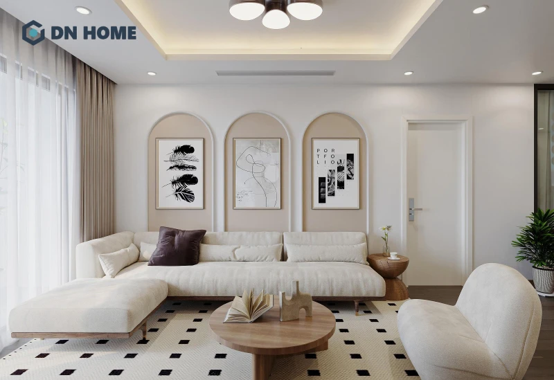 Mẫu phòng khách thiết kế kết hợp giữa phong cách Nhật Bản và Hàn Quốc