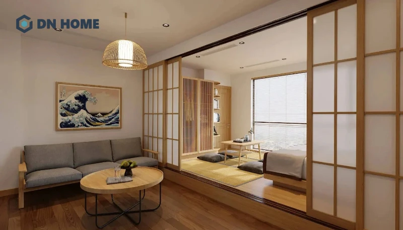 Cửa trượt shoji linh hoạt phân chia không gian phòng khách đóng - mở, tối ưu diện tích hiệu quả