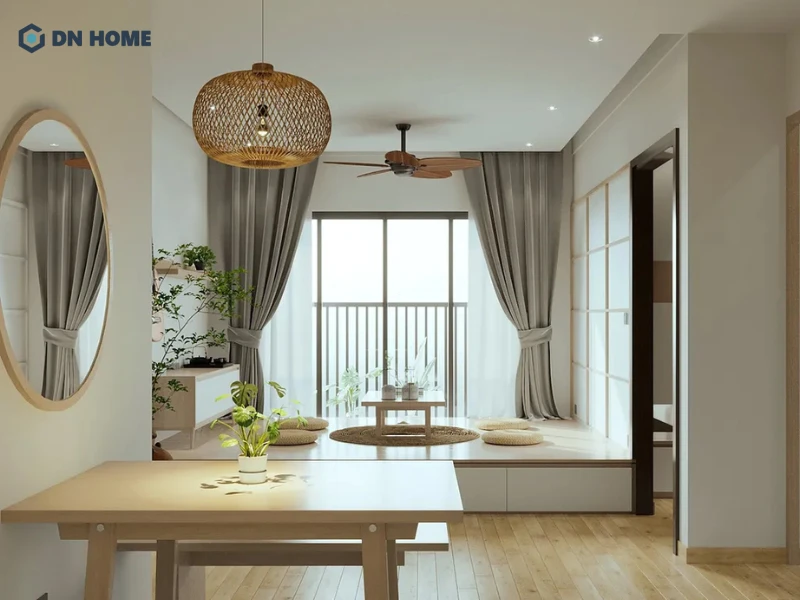 Phòng khách thiết kế kiểu ngồi bệt phong cách tối giản tập trung vào tính công năng và tiện nghi