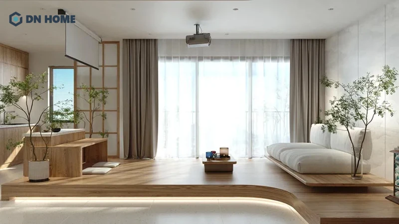 Phòng khách kiểu ngồi bệt phong cách Hàn Quốc hướng đến vẻ đẹp tinh tế, nhẹ nhàng