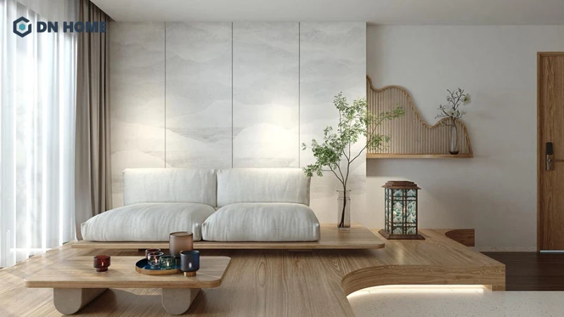 Ánh sáng tự nhiên, gỗ sáng màu là những đặc trưng nổi bật của phòng khách Hàn Quốc ngồi bệt