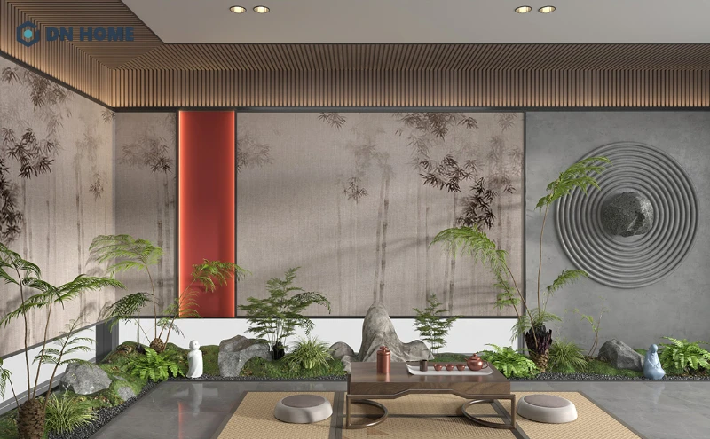 Mẫu phòng khách thiết kế ngồi bệt phong cách Trung Quốc mang đậm vẻ đẹp truyền thống phương Đông