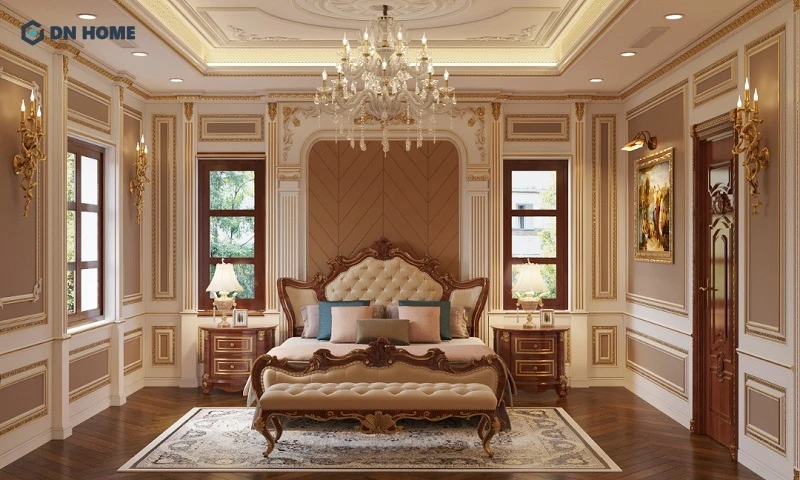 Gam màu trầm ấm không chỉ thể hiện đẳng cấp của gia chủ mà còn mang đến cảm giác an toàn, cải thiện giấc ngủ tốt hơn