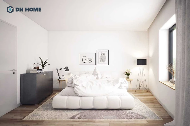 Nội thất phòng ngủ trắng đen cần có sự đồng bộ kiểu dáng, màu sắc với phong cách thiết kế tổng