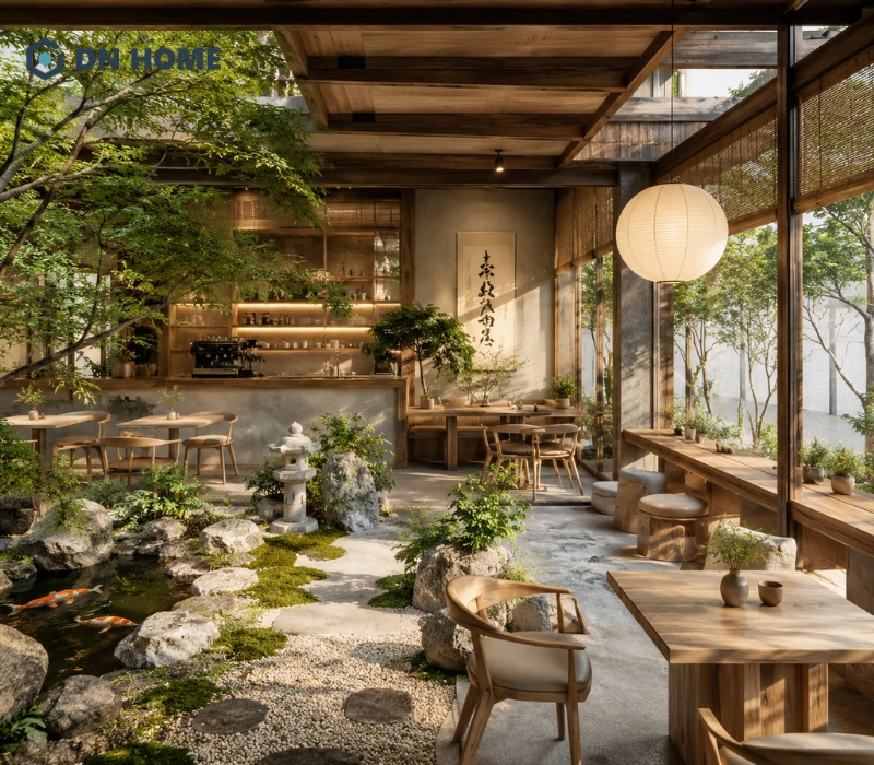 Sự kết hợp hài hòa giữa kiến trúc Zen và thiên nhiên tạo nên điểm đến lý tưởng để thư giãn, làm việc