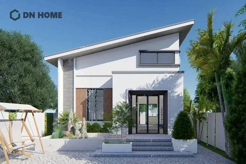 Nhờ vào tầng lửng, công trình nhà cấp 4 mái bằng trông cao thoáng và rộng rãi hơn