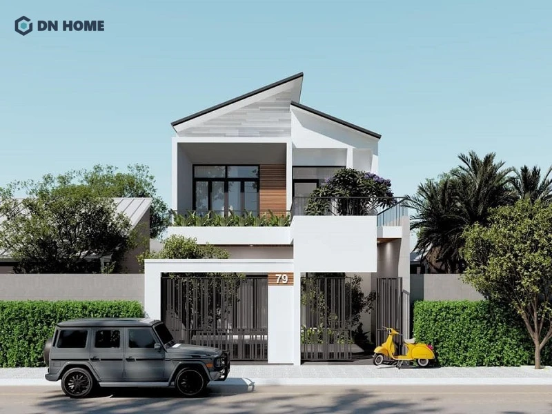 Thiết kế nhà phố mái lệch tạo nên vẻ ngoài độc đáo, phá cách