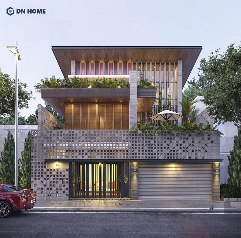 Mẫu nhà phố dùng gạch đảo ngược là giải pháp sáng tạo giúp thông gió tốt hơn