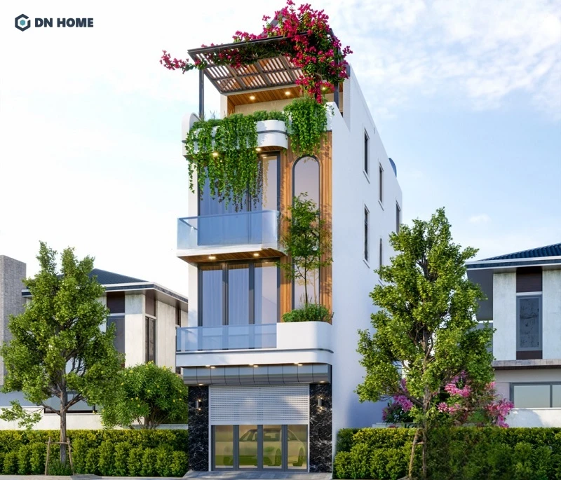 Thiết kế nhà phố mặt tiền 5m tận dụng tối đa chiều cao nhằm tạo ra không gian sống tiện nghi, đáp ứng tốt nhu cầu sử dụng