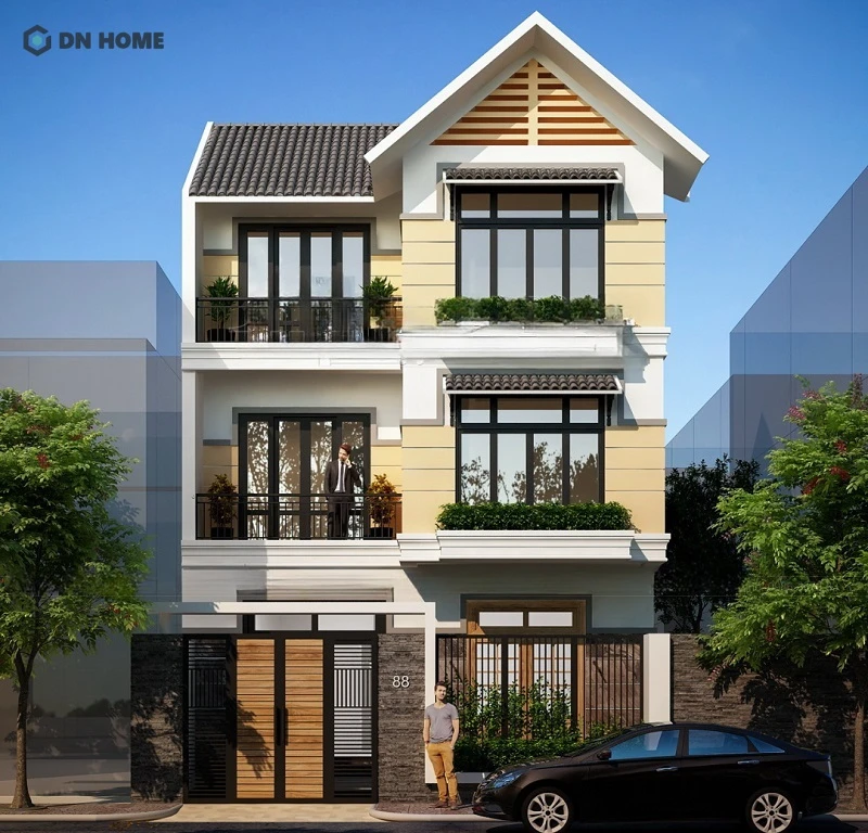 Hệ mái Thái cao ráo đem lại vẻ đẹp thanh thoát cho tổng thể công trình