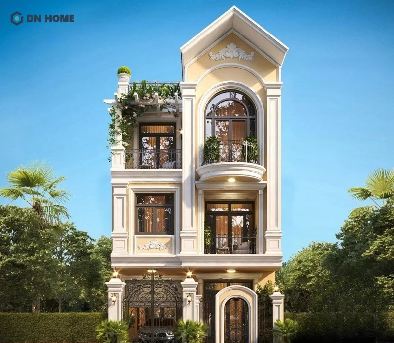 Mẫu nhà phố mái Thái kết hợp phong cách tân cổ điển bề thế, sang trọng