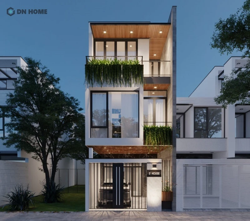 Vẻ đẹp hiện đại, vuông vắn của mẫu nhà phố mái bằng