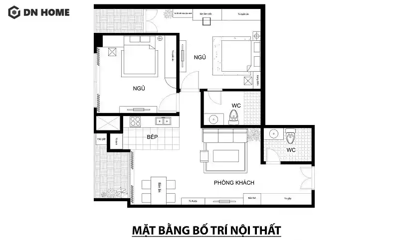 thiết kế nội thất chung cư 58m2
