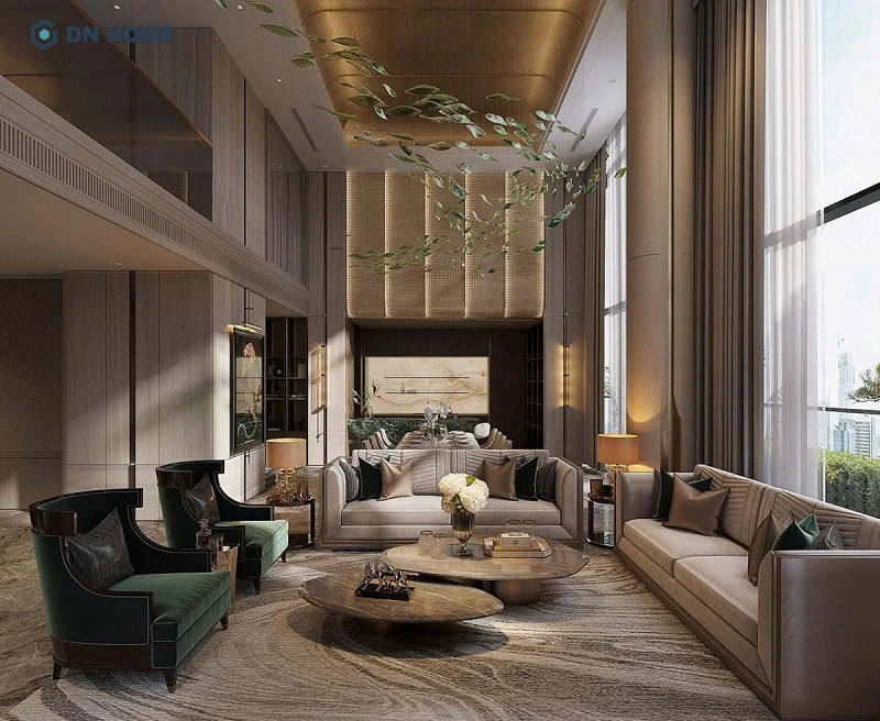 Thiết kế nội thất Penthouse phong cách hiện đại nổi bật với đường nét hình học vuông vắn, gọn gàng