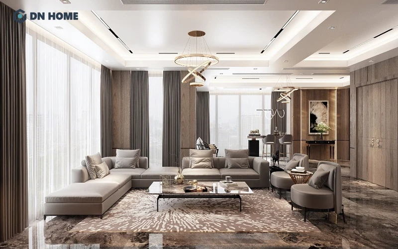 Thiết kế nội thất Penthouse Đương Đại phù hợp với gia chủ yêu thích sự mới mẻ, muốn thể hiện dấu ấn cá nhân mạnh mẽ
