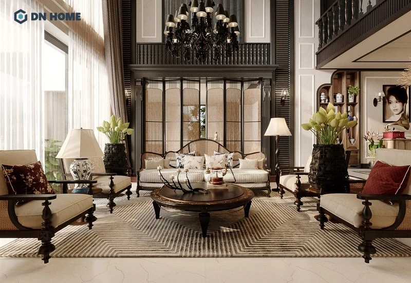 Mẫu thiết kế nội thất Penthouse phong cách Indochine mang đậm chiều sâu văn hoá