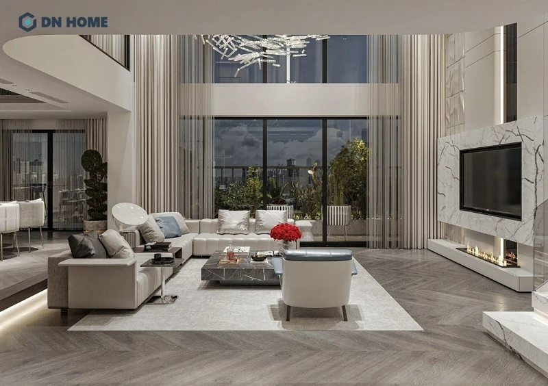 Điểm nhấn thông tầng giúp căn hộ Penthouse trở nên thông thoáng