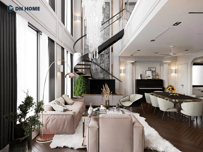 Thiết kế nội thất Penthouse 160m2 tập trung vào việc tối ưu công năng, ưu tiên thiết kế mở, bố cục gọn gàng
