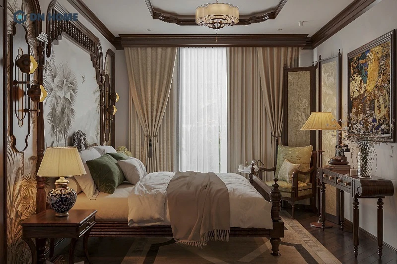 Phòng ngủ Penthouse sử dụng gam màu Dark Design tạo ra cảm giác ấm áp cho không gian nghỉ ngơi