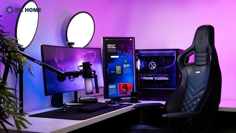 Mẫu phòng livestream với cách bố trí và màu sắc phù hợp với lĩnh vực game